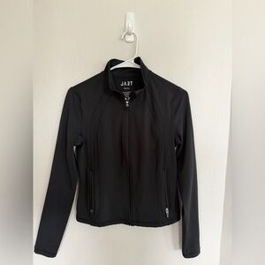 Active by Teal full zip cropped jacket large black pockets athleisure